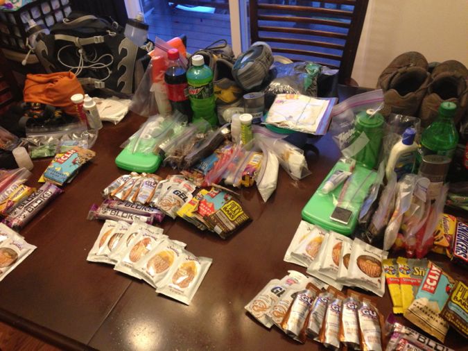 What packing for a self-supported 100 miler looks like.