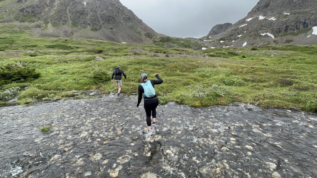 Crossing a creek near Williwaw Lakes